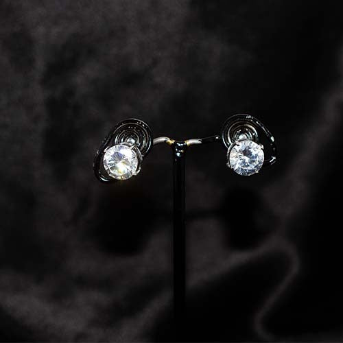 925 Sterling Silver White Crystal Solitaire Stud Earrings