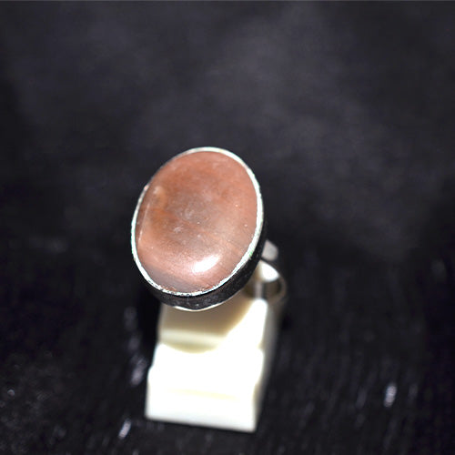 925 Sterling Silver Oval Peach Moonstone Ring