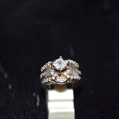 6 Carat Gold Plated Cubic Zirconia Intricate Knot Design Ring