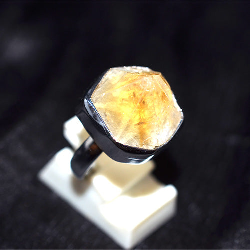 925 Sterling Silver Hexagon Citrine Raw Ring
