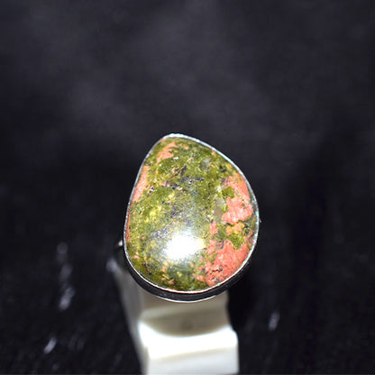 925 Sterling Silver Freeform Unakite Ring