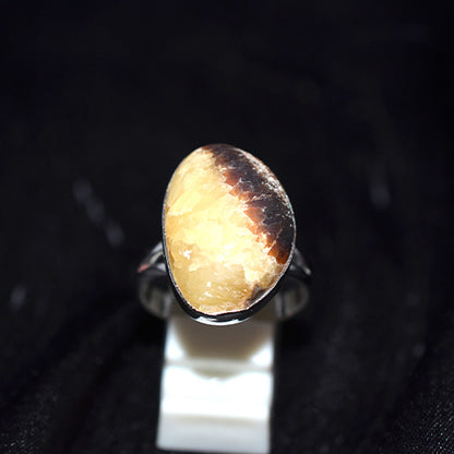 925 Sterling Silver Oval Bicolor Agate Ring