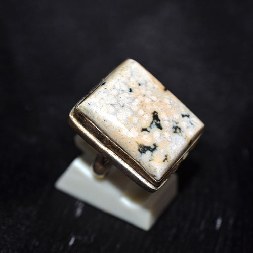 925 Sterling Silver Square Dendritic Opal Ring