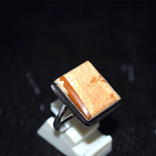 925 Sterling Silver Square Banded Jasper Ring