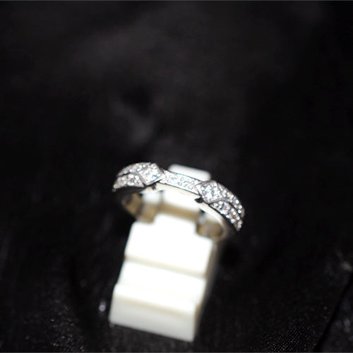 925 Sterling Silver Geometric Cubic Zirconia Open Band Ring