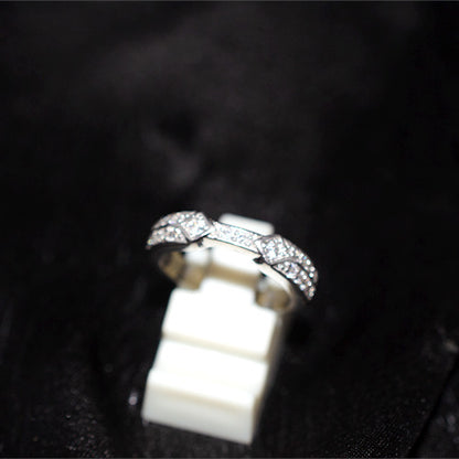 925 Sterling Silver Geometric Cubic Zirconia Open Band Ring
