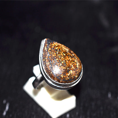 925 Sterling Silver Classic Bronzite Teardrop Ring