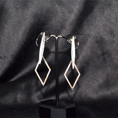 925 Sterling Silver Geometric Diamond Dangle Drop Earrings