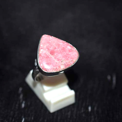 925 Sterling Silver Rhodochrosite Triangle Ring