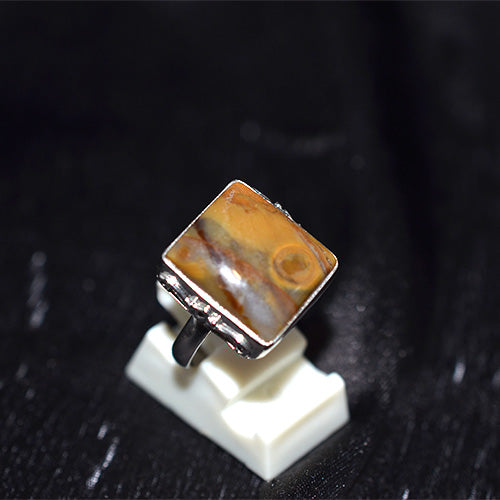 925 Sterling Silver Mookaite Jasper Square Decorative Ring