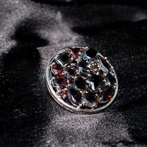 925 Sterling Silver Round Red Garnet Cluster Pendant
