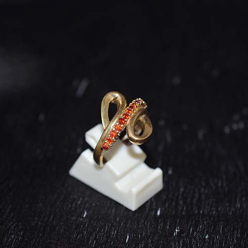 6 Carat Gold Plated Orange Stone Loop Motif Ring