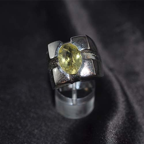 925 Sterling Silver Lemon Quartz Segmented Ring