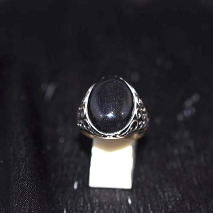 925 Sterling Silver Black Onyx Scrollwork Ring