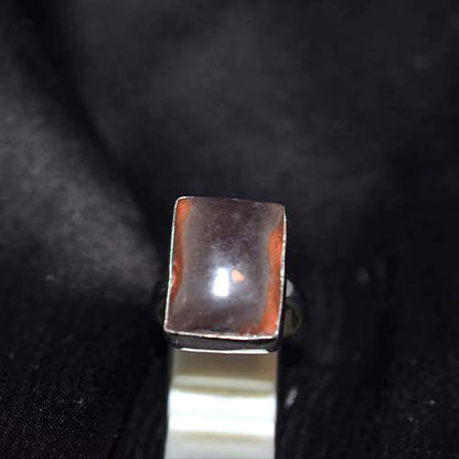 925 Sterling Silver Brown Jasper Rectangle Ring