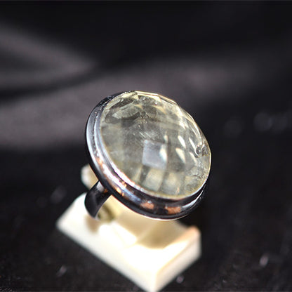 925 Sterling Silver Round Faceted Lemon Quartz Turkish Ring