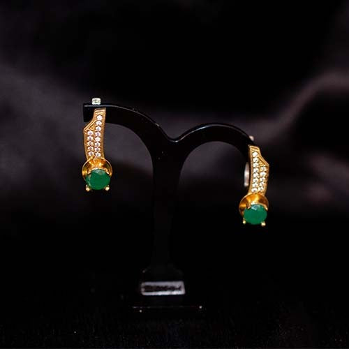 6 Carat Gold Plated Emerald Green Drop Earrings