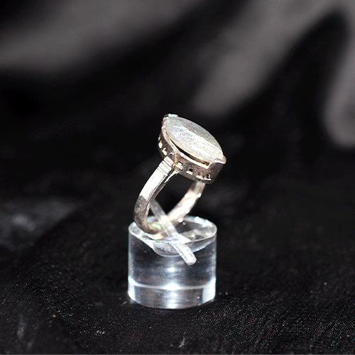 925 Sterling Silver Marquis Grey Moonstone Ring