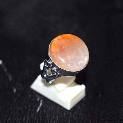 925 Sterling Silver Round Sunstone Filigree Heart Ring