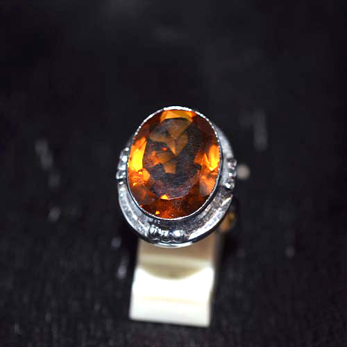 925 Sterling Silver Oval Amber Statement Ring