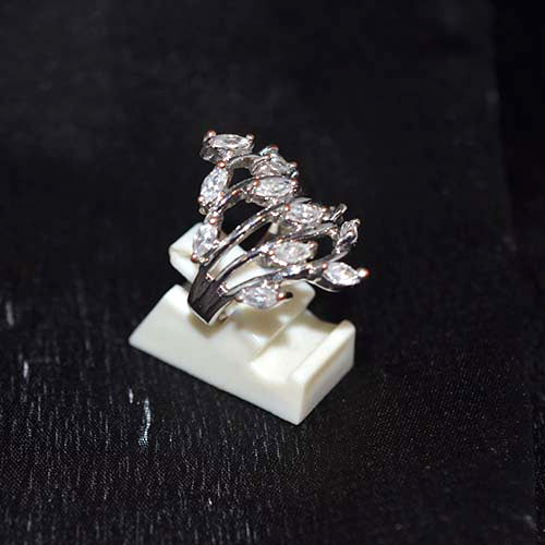 925 Sterling Silver Marquise Leaf Branch Ring