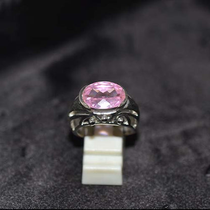 925 Sterling Silver Pink Topaz Regal Crown Ring