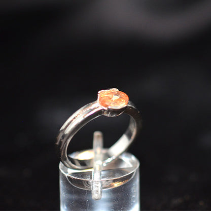 925 Sterling Silver Orange Citrine Solitaire Ring
