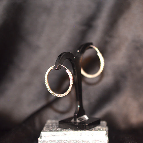 6 Carat Gold Plated Twisted Pattern Hoop Earrings