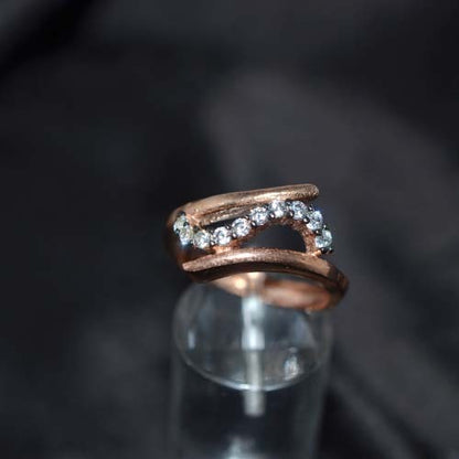 6 Carat Gold Plated White Crystal Open Curve Ring