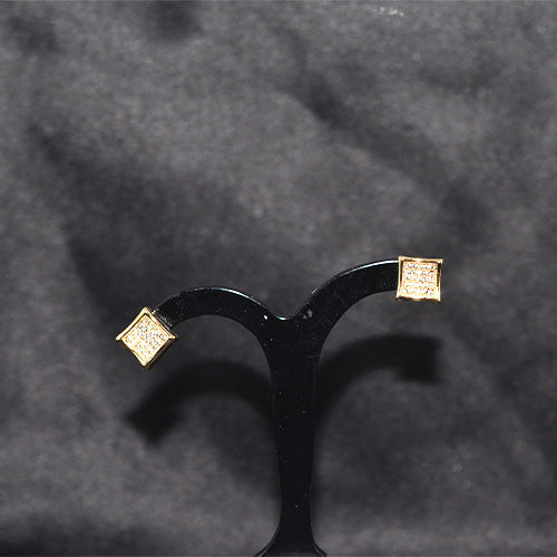 6 Carat Gold Plated Square CZ Stud Earrings
