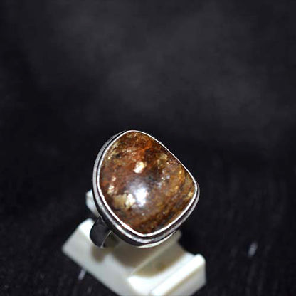 925 Sterling Silver Brown Jasper Freeform Ring