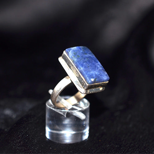 925 Sterling Silver Rectangular Blue Sodalite Ring