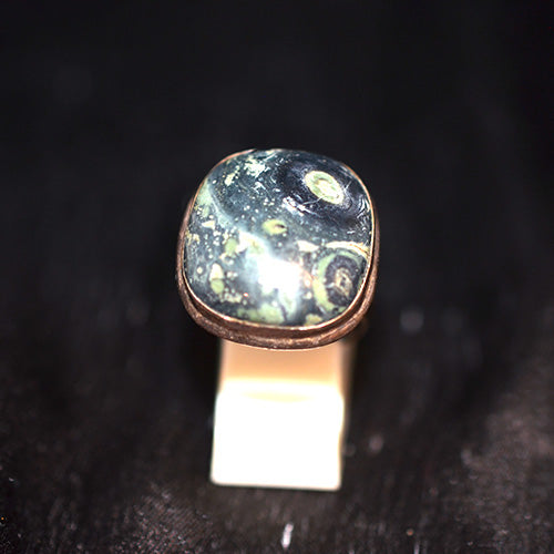 925 Sterling Silver Kambaba Jasper Cushion Cut Ring