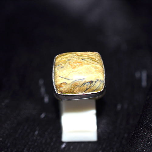925 Sterling Silver Square Veined Serpentine Ring