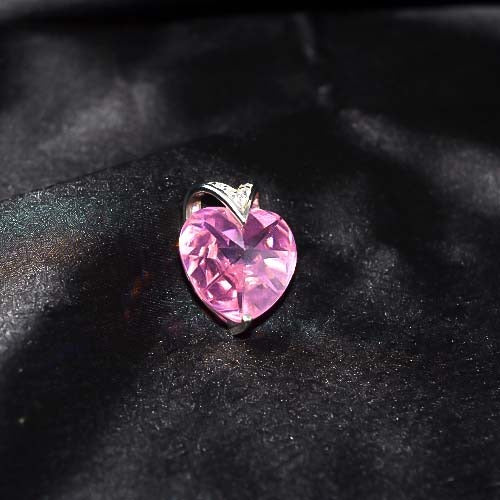 925 Sterling Silver Pink Heart Crystal Pendant