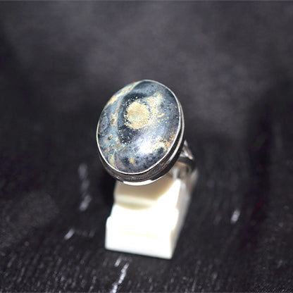 925 Sterling Silver Oval Orbicular Jasper Ring