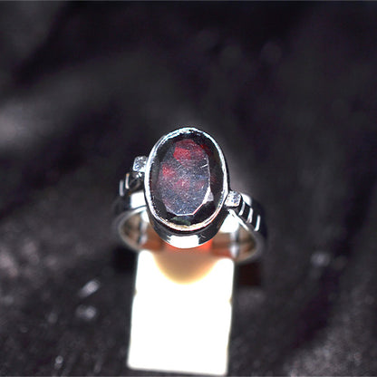 925 Sterling Silver Oval Garnet Ring