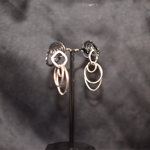925 Sterling Silver Layered Ring Drop Earrings