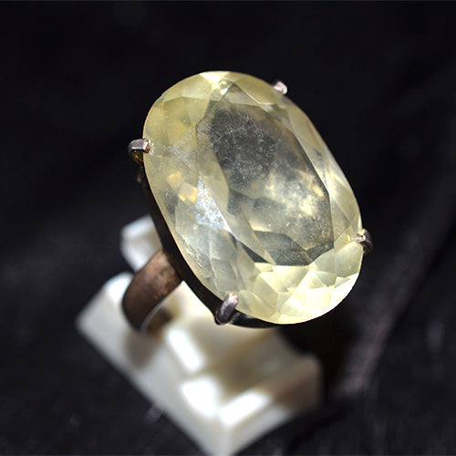 925 Sterling Silver Large Oval Lemon Quartz Solitaire Ring