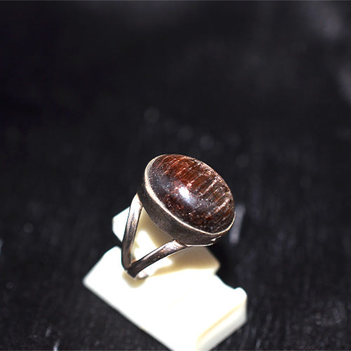 925 Sterling Silver Dark Tiger's Eye Oval Ring