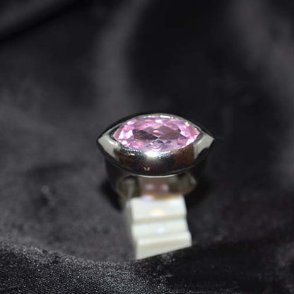 925 Sterling Silver Pink Topaz Marquise Cut Ring