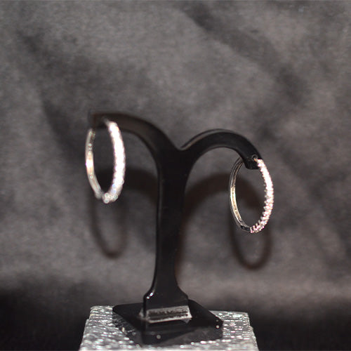 925 Sterling Silver Pave Set Hoop Earrings