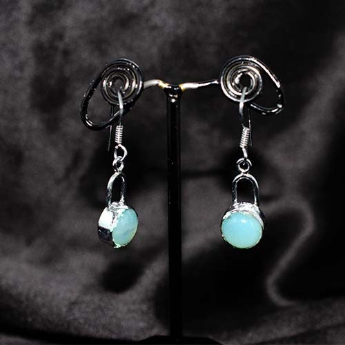 925 Sterling Silver Aqua Chalcedony Drop Earrings