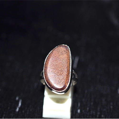 925 Sterling Silver Brown Goldstone Marquise Ring