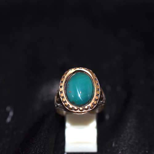 925 Sterling Silver Teal Onyx Ornate Design Ring