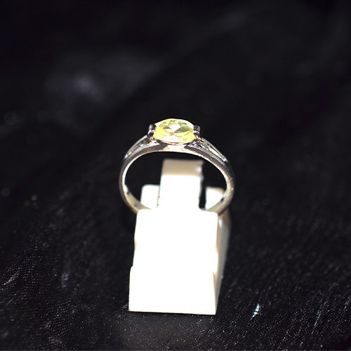 925 Sterling Silver Yellow Oval Solitaire Ring