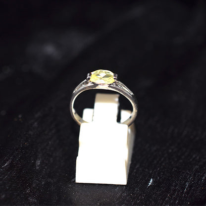 925 Sterling Silver Yellow Oval Solitaire Ring
