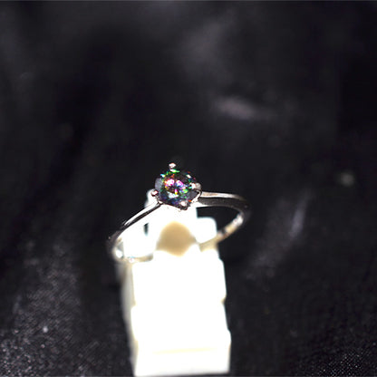 925 Sterling Silver Mystic Topaz Solitaire Ring