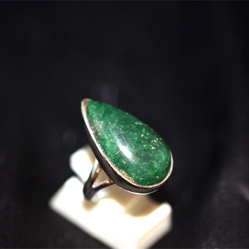 925 Sterling Silver Green Fuchsite Teardrop Ring