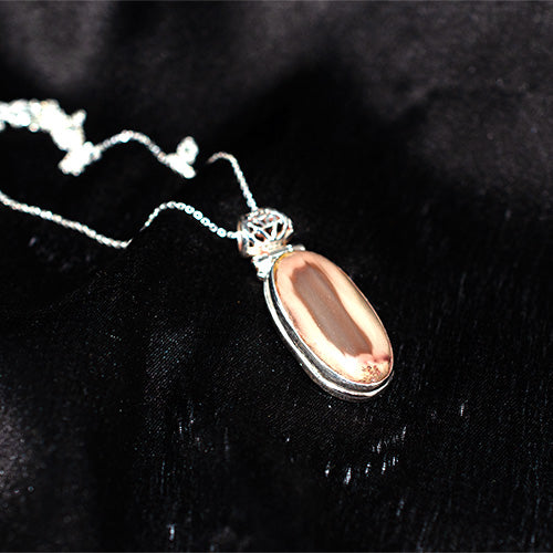 925 Sterling Silver Oval Brown Jasper Ornate Pendant